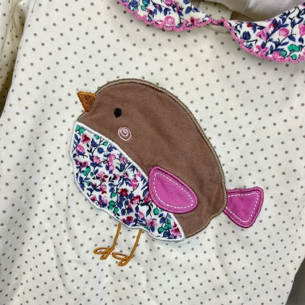 JoJo Maman Bebe Ditsy Floral Bird Footie 0-3 Months